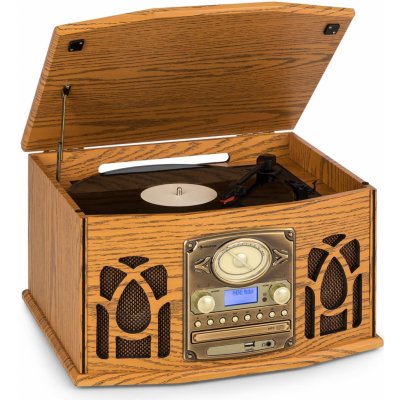 Auna NR-620, DAB, stereo systém, drevo, gramofón, DAB+, prehrávač CD, hnedý (MG-NR-620-DAB)