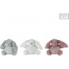 Mini Club zajačik plyšový 16 cm s textúrou s hrkálkou - mix farieb (šedozelená, biela, ružová)