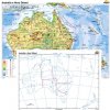 Austrália a Nový Zéland + slepá mapa DUO (160x120 cm – 1:5000000), nástenná, fóliovaná, lištovaná