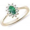 Zlatý prsteň s oválnym smaragdom a briliantmi KLENOTA K0245163