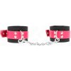 Kink - Nylon Wrist Restraints Black With Leatherette Belt Raspberry Rose Adjustable 19-29