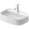 Duravit Zencha - Umývadlo na dosku, 55x39 cm, bez prepadu, otvor na batériu, DuraCeram, WonderGliss, biela 23745500711