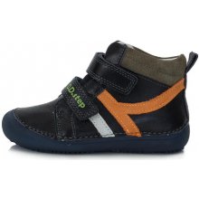 D.D.step detské chlapčenské kožené topánky Barefoot Royal Blue A063-316 svietiace v tme