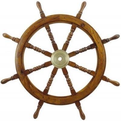 Sea-club Steering Wheel wood with brass center - o 90cm