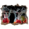 Nálepka 3D díra na zeď Jahody pod vodou 95x64 cm