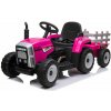 Mamido Elektrický traktor s vlečkou T2 12V7Ah EVA kolesá růžová