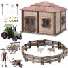 VEĽKÁ FARMA DOMČEK FARMÁRA TRAKTOR SÚPRAVA NÁRADIA ZVIERATÁ FIGÚRKA FARMÁRA