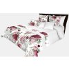 Prešívaný prehoz na posteľ v bielej farbe s dokonalou potlačou ružových a bordových pivonií Šírka: 170 cm | Dĺžka: 210 cm