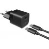 Nabíjačka do siete FIXED Mini 1x USB-C PD 30W + USB-C kábel 1m (FIXC30M-CC-BK) čierna