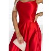 Perla dlhé saténové šaty 419-1 červené