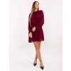 Factory Elegantné dámske šaty s volánom a ozdobnou ružou Farba: Bordová, Veľkosť: UNI