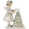 Clayre & Eef Vianočné dekorácie dievča kŕmiace vtáčika - 10*5*12 cm - Clayre & Eef
