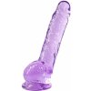 Lola Games Intergalactic Luminous fialové dildo s prísavkou a semenníkmi 20 x 3,3 cm