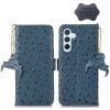 Peňaženkové kožené puzdro Ostrich Pattern na Samsung Galaxy A25 5G - Modrá