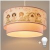Brilagi - LED detský luster na lanku BOBO 1xE27/60W/230V pr. 40 cm ružový/víly 8590828051244 + záruka 3 roky zadarmo