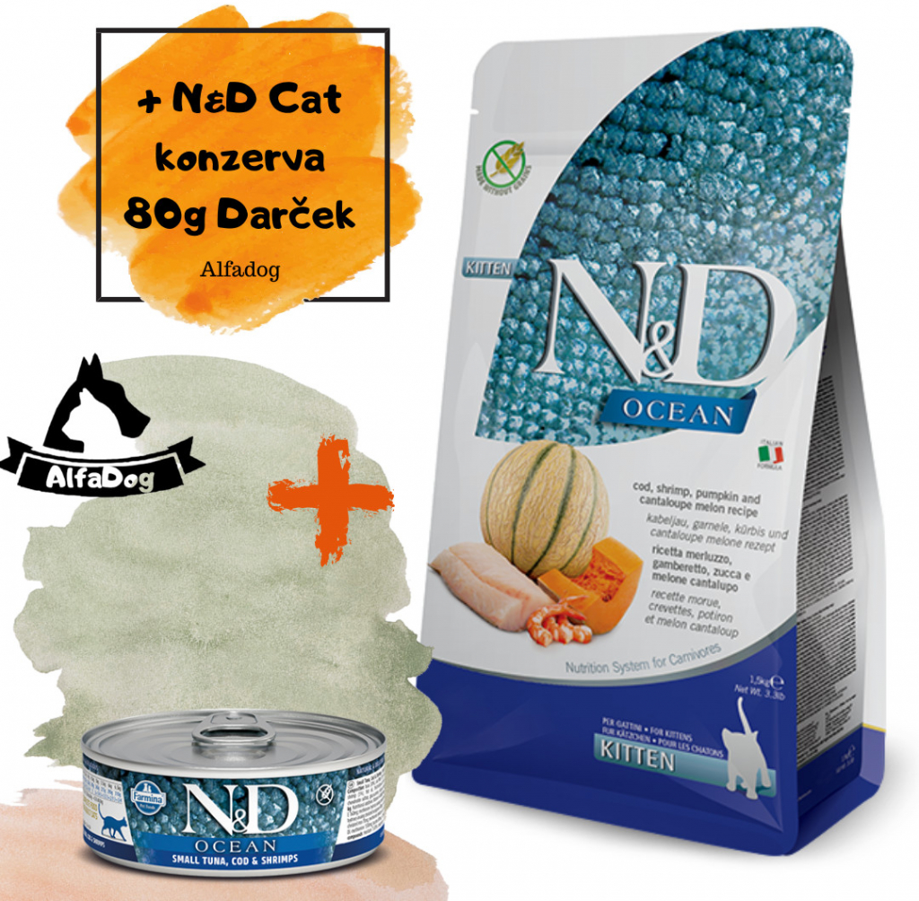 N&D OCEAN CAT Kitten Cod & Shrimp & Pumpkin&Melon 5 kg