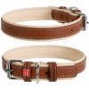 Kožený obojok Soft pre psa - 57 - 71cm, 35mm, hnedo - béžový