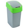 CURVER -Kôš odpadkový 10 l s výklopným vekom, šedý so zeleným okrajom, umelá hmota