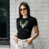 MAP fashion - Mapová móda Čierne bavlnené tričko so siluetou a mapou Vysokých Tatier Veľkosť: XL, Potlač trička: Líška