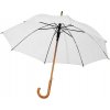 Automatický dáždnik s drevenou rukoväťou, RPET, biela