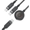 AppleMix ACEFAST 3v1 kábel USB-C na 2x USB-C + nabíjačka pre Apple Watch - 100 W - 1,2 m - čierny