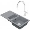 Granitový drez Vima s batériou Grohe Bau Loop 480x960 mm sivý