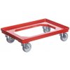 PK Group Vozík pod prepravky 4 otočné gumové kolieska 100 mm Farby: červený