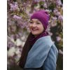 Jožánek Dámska čiapka, bavlnená, obojstranná, čierna + cyklamen