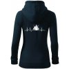 EKG bubeník - Mikina dámska trendy zipper s kapucňou - XL ( Tmavomodrá (takmer čierna) )