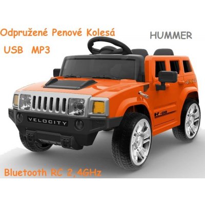 JOKO Elektrické autíčko HUMMER VELOCITY, penové kolesá, USB, MP3, RC, oranžové (Diaľkové ovládanie, USB, MP3, SD,oranžová farba)