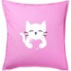Mačka drží srdce - Vankúš 50x50 - 50x50 - Vrátane výplne ( Ružová )