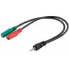 PREMIUMCORD Adaptér Jack 3,5 mm 4pin - 2x stereo Jack 3,5 mm, redukcia (M/2xF, 4 póly) kjr-33