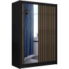| Šatníková skriňa so zrkadlom SANTINO 150x215 cm čierna/dub craft | MT0111