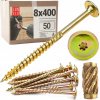Vruty / Skrutky do dreva s tanierovou hlavou 8X400 mm - 50ks