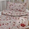 Biante Detské bavlnené posteľné obliečky do postieľky Sandra SA-631 Červeno-biele vlčie maky na sivobéžovom Do postieľky 90x130 a 40x60 cm