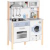 ECOTOYS 7271 Detská drevená kuchynka so zvukmi, LED svetlami, rúrou, práčkou a príslušenstvom