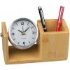 Bambusový držiak na perá s hodinami, hnedá béžová