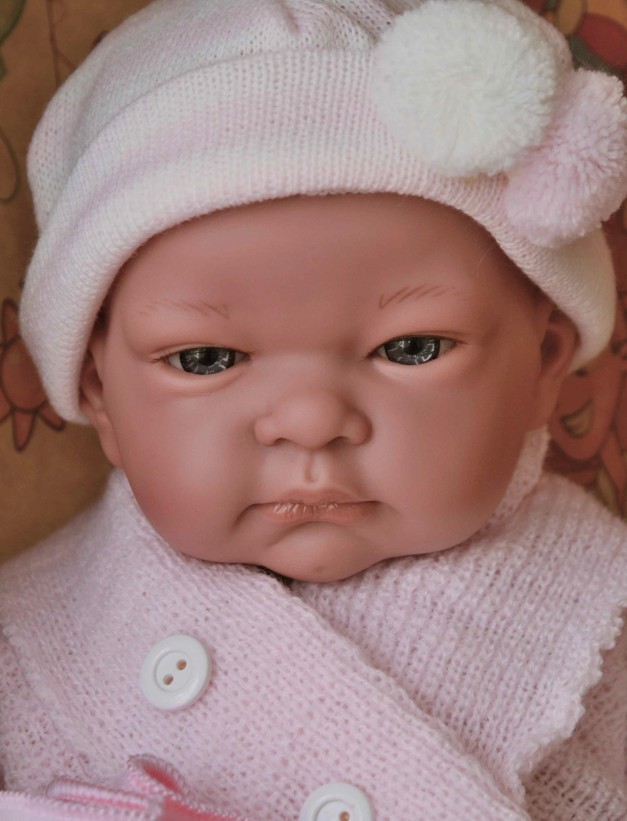 Lamagik Realistické miminko holčička Jenny v kabátku na knoflíky