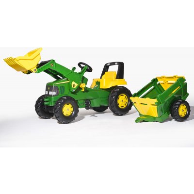 Rolly Toys Šliapací traktor Rolly Junior John Deere s nakladačom a vlečkou