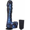 Doc Johnson Fort Troff Tendril Thruster Blue Black, silikónový prirážací vibrátor s prísavkou a diaľkovým ovládaním 21,6 x 5,1 cm