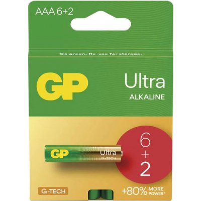 Batéria alkalická, AAA (LR03), AAA, 1.5V, GP, blister, 6+2 pack, ULTRA