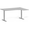 Rohový výškovo nastaviteľný stôl, 160x120 cm, 2 motory, L/P, sivá podnož, sivá