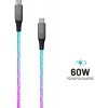 FIXED Svietiaci kábel USB-C to USB-C PD 1.2m dúhový FIXDLED-CC-RA - Nabíjací kábel USB-C 60W