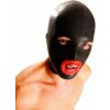 M&K Rubber Hood Red Lips, čierna latexová maska