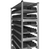 Regál s boxmi obojstranný, 198 čiernych esd boxov, 1050x320x1972v mm,