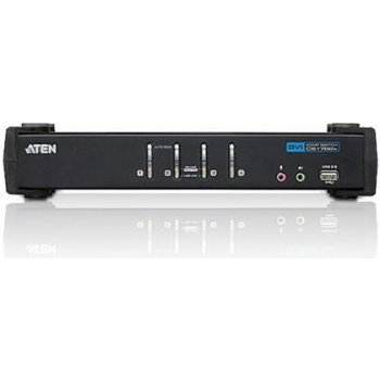 Aten CS-1764A 4-Port DVI USB 2.0 KVMP Switch, 4x DVI-D Cables, 2-port Hub, Audio