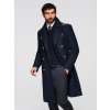 Ombre Men's double-breasted coat with wool and decorative shoulder applications - modrá | šedá L Ombre 5907064551392