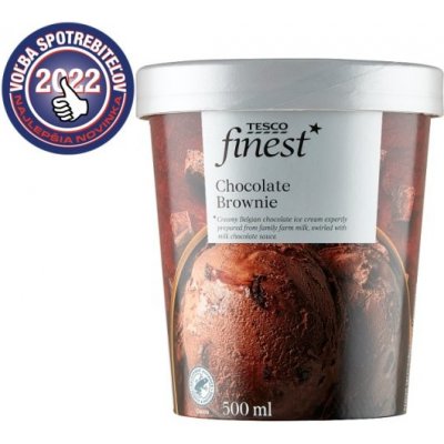 Tesco Finest Smotanový mrazený krém čokoládový s kúskami brownies 500 ml
