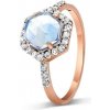Kráľovský módny prsteň 14k zlato Vermeil GU-DR10305R-ROSEGOLD-MOONSTONE-ZIRCON Veľkosť: 7 (EU: 54-56)