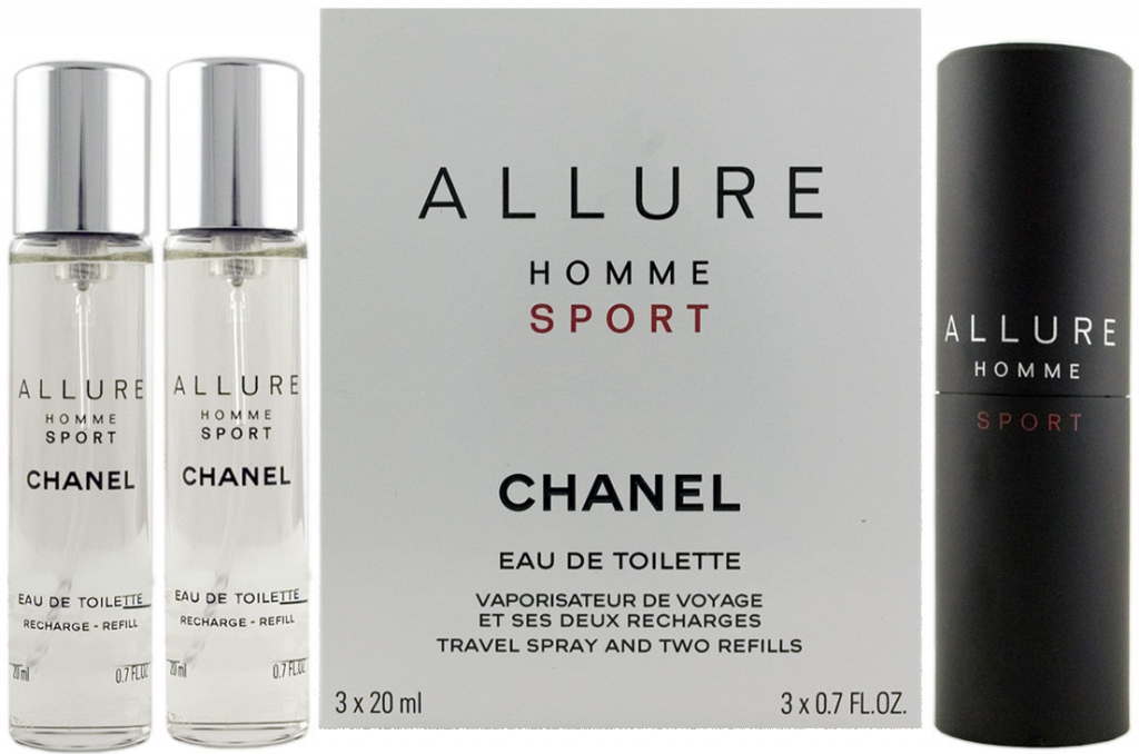 Chanel Allure Homme Sport EDT Refillable 3 x 20 ml pre mužov darčeková sada